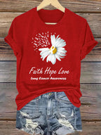 Women's  Faith Hope Love Lung Cancer Awarenes Apparel Print  T-Shirt