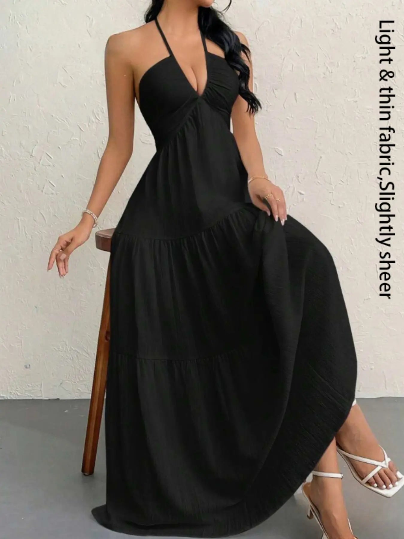 Robe unie pour femme, vêtements d'été pour femme, robe décontractée sans manches et dos nu pour les vacances à la plage, vêtements d'été pour femme