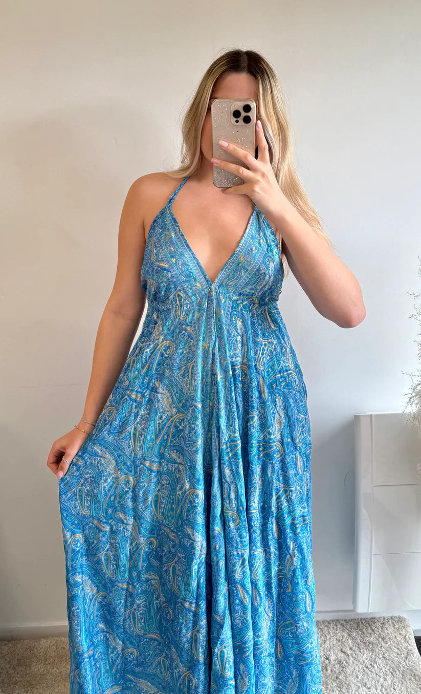 Vestito lungo da donna stile boho chic - rosso