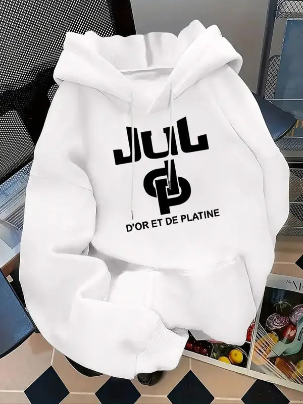 Felpa con Cappuccio Stampata con Lettere da Donna, Felpa Casual a Maniche Lunghe con Cappuccio per Autunno e Inverno, Vestiti da Donna per l'Uso Quotidiano