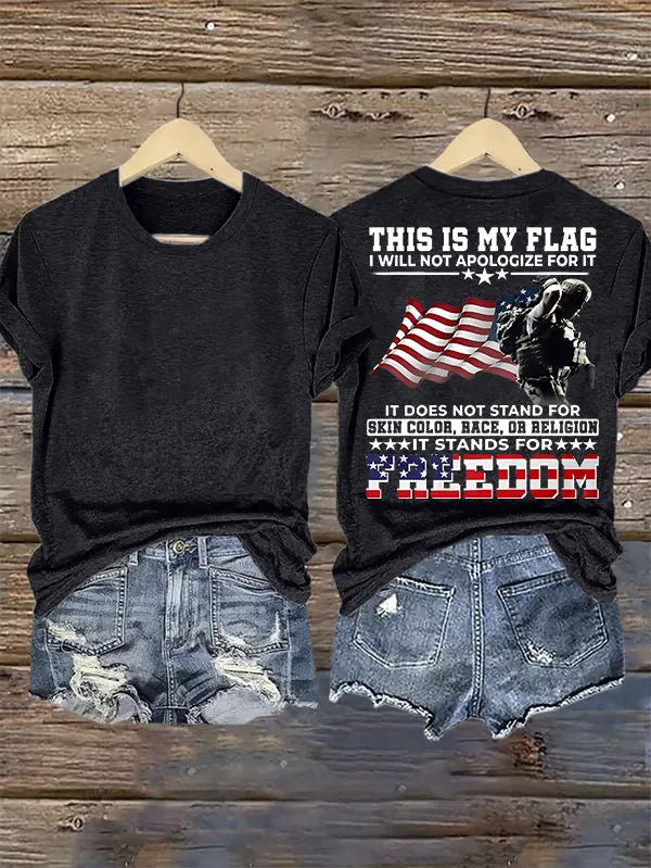 T-shirt da donna con stampa "THIS IS MY FLAG"