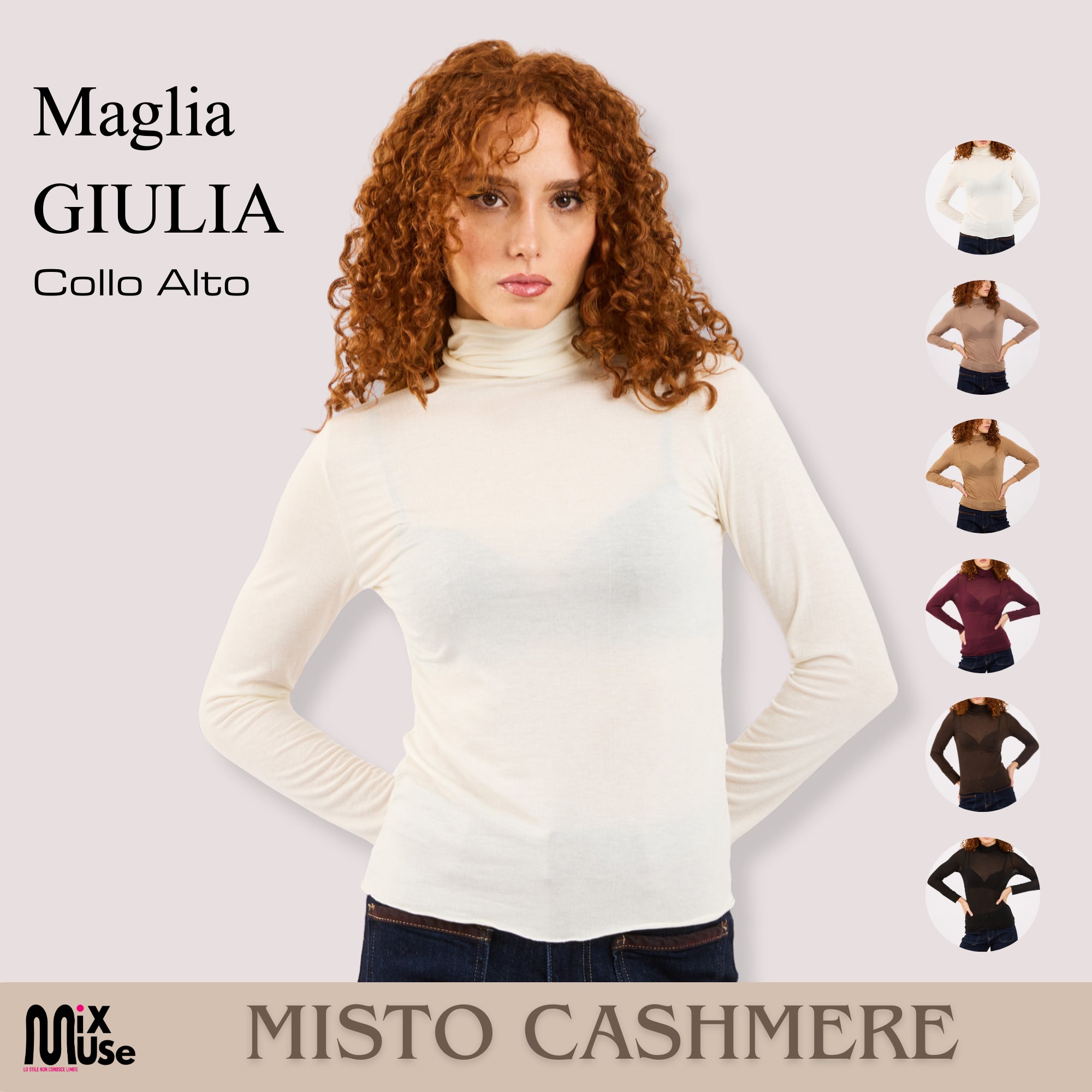 [2026.COUTURE] Maglia Giulia Basic a Maniche Lunghe in Misto Cashmere