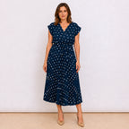 [2026.COUTURE] Cannes, Vestito Incrociato Plissettato A Pois