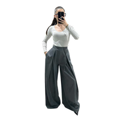 Women's Chic, Modern, High-Waisted, Flowy, Oversized Wide-Leg Trousers