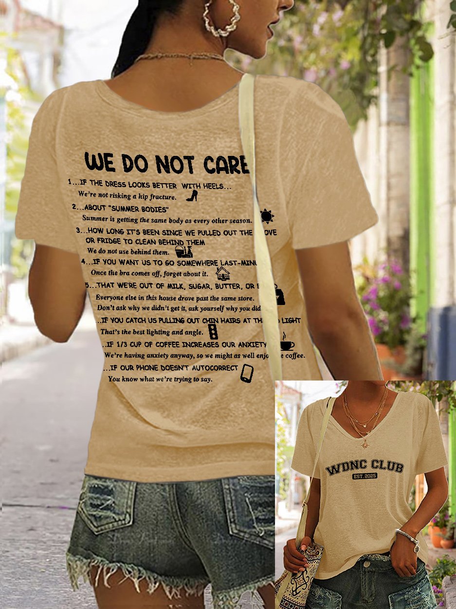 V-Neck Retro Funny WDNC Club Menopause Perimenopause Print T-Shirt