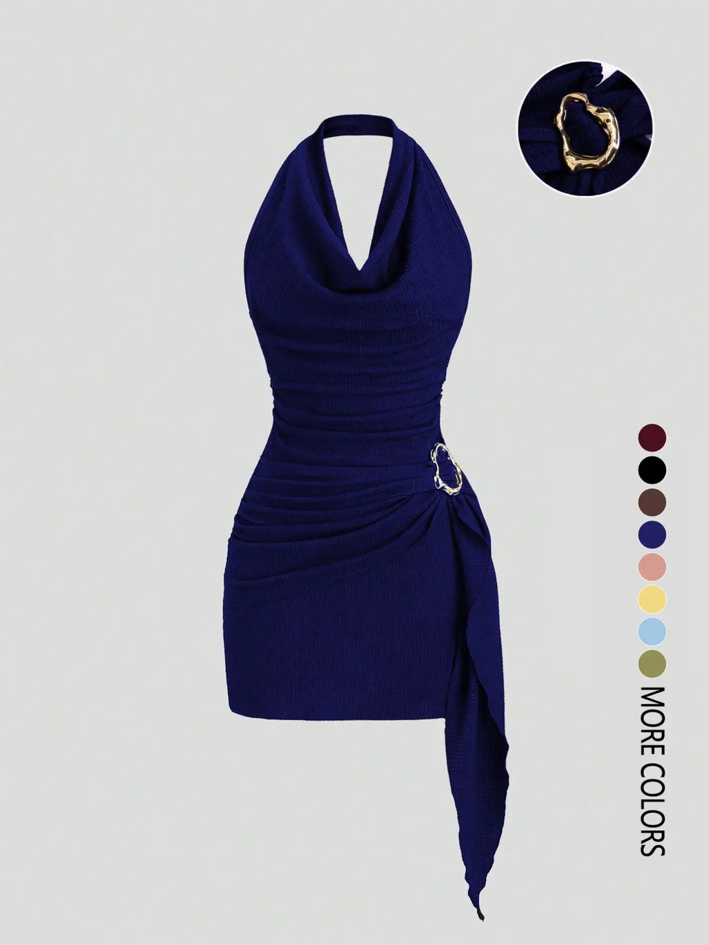 Robe Halter plissée unie pour femme