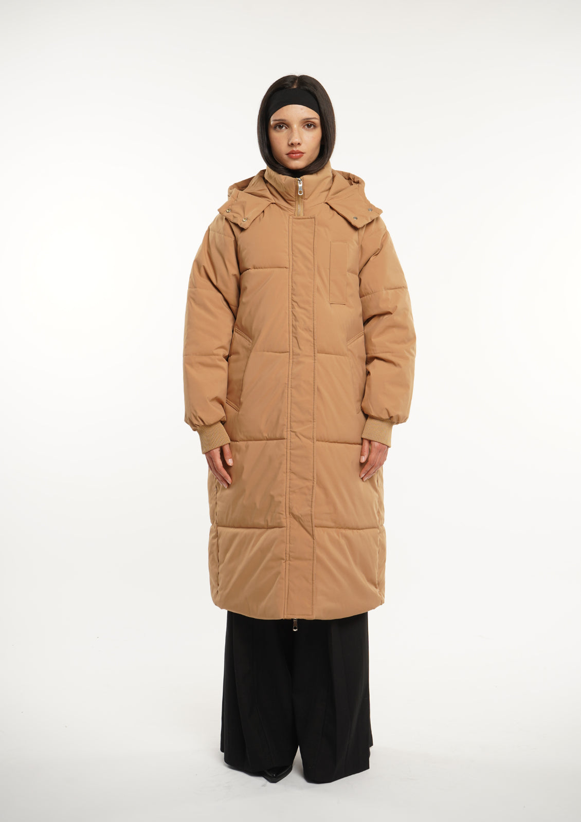 Veste longue à capuche