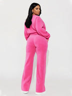 Set da donna casual composto da top a manica lunga e pantaloni dritti a vita alta, autunno inverno, abbigliamento comodo ed elegante, abbigliamento femminile