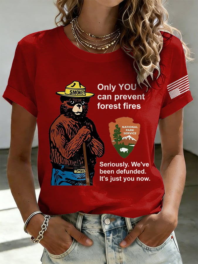Retro Resist Salva Il Servizio Forestale Solo Tu Puoi Prevenire Gli Incendi Boschivi Seriamente. Ci Hanno Tagliato I Fondi. Ora Dipende Solo Da Te Stampa Maglietta