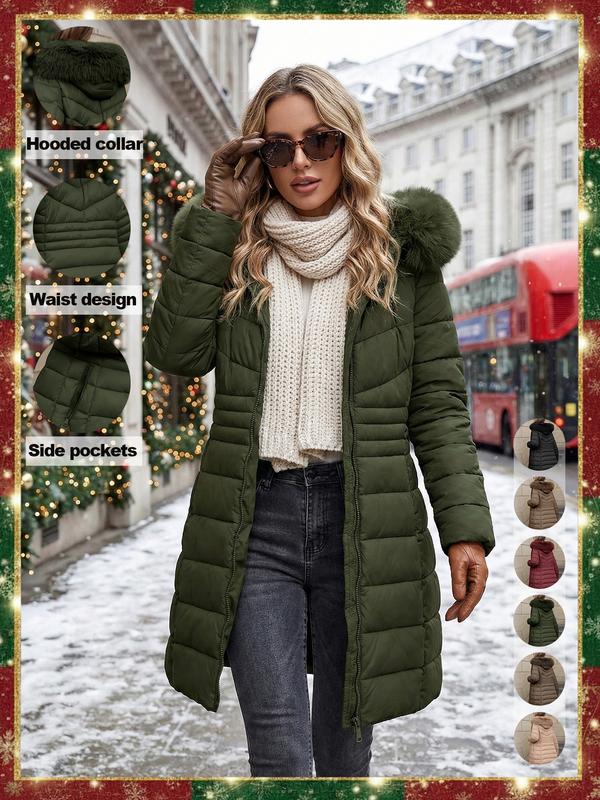 Veste imperméable décontractée en coton à capuche pour femme, doudoune légère avec poches, coupe ample en tissu épais pour l'automne et l'hiver