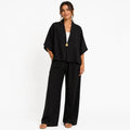 Ensemble femme oversize fluide 2 pièces – Kimono manches larges & pantalon taille élastique – Look chic confortable