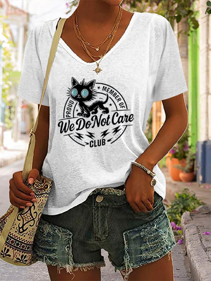 Women's  Retro Funny Proud Member Of WDNC Club We Do Not Care Menopause Perimenopause Print T-Shirt