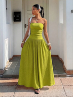 Robe longue d'été élégante sans bretelles pour femme