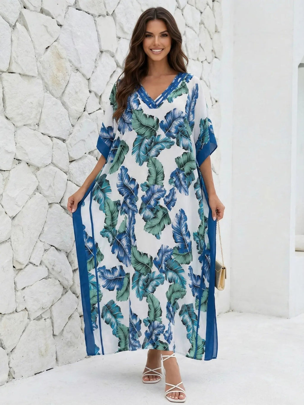 Robe de plage coupe ample imprimé léopard pour femme