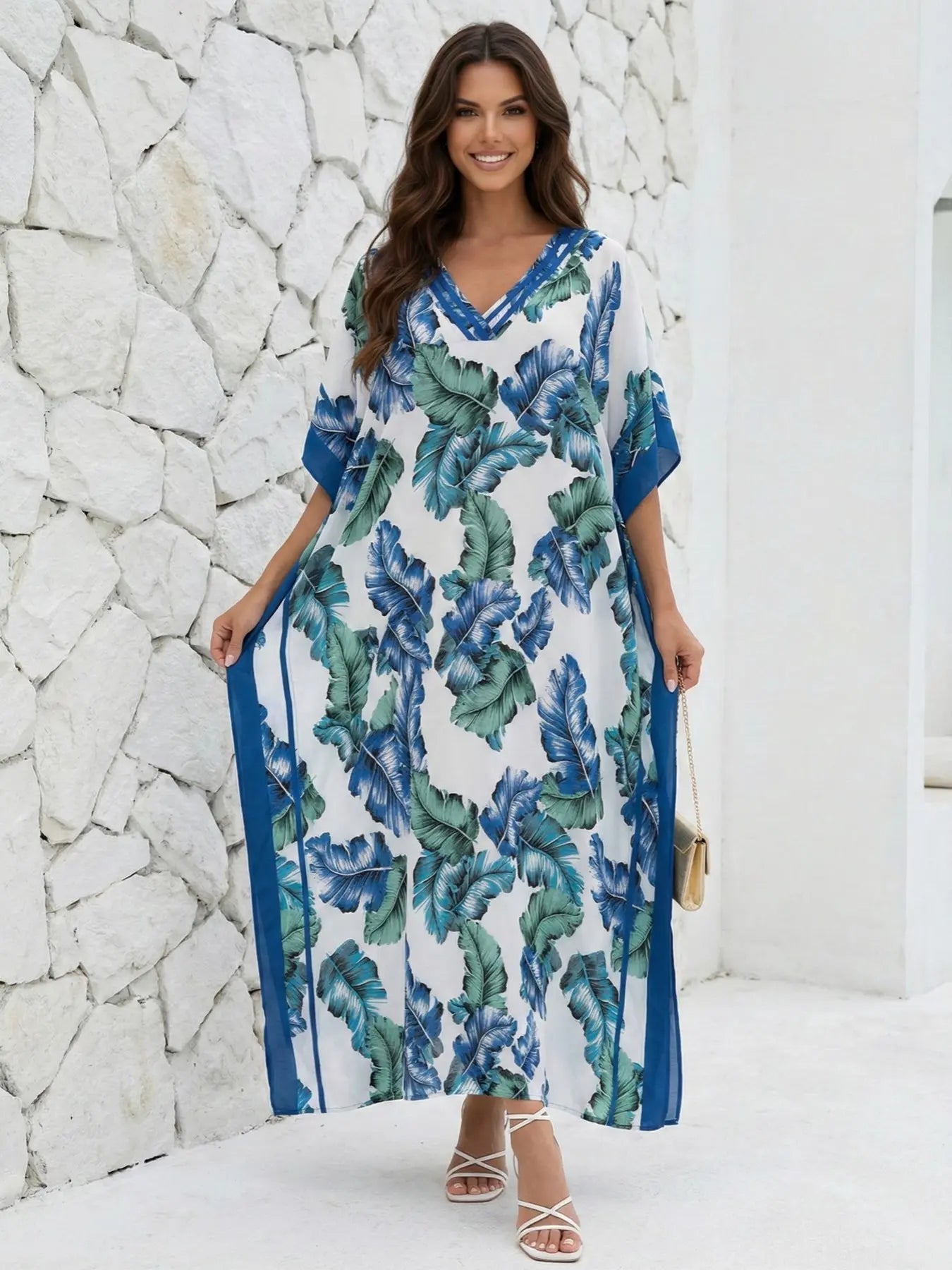 Robe de plage coupe ample imprimé léopard pour femme