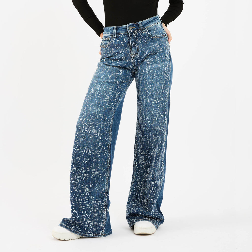 [2026.NOHO] Jeans Palazzo Con Brillantini