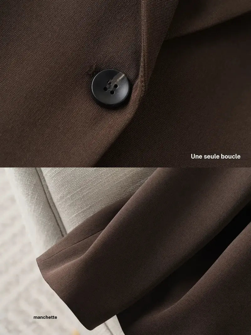 Veste blazer élégante à un bouton pour femme, manteau à manches longues et coupe ajustée pour le bureau, vêtement d'extérieur mode automne et hiver