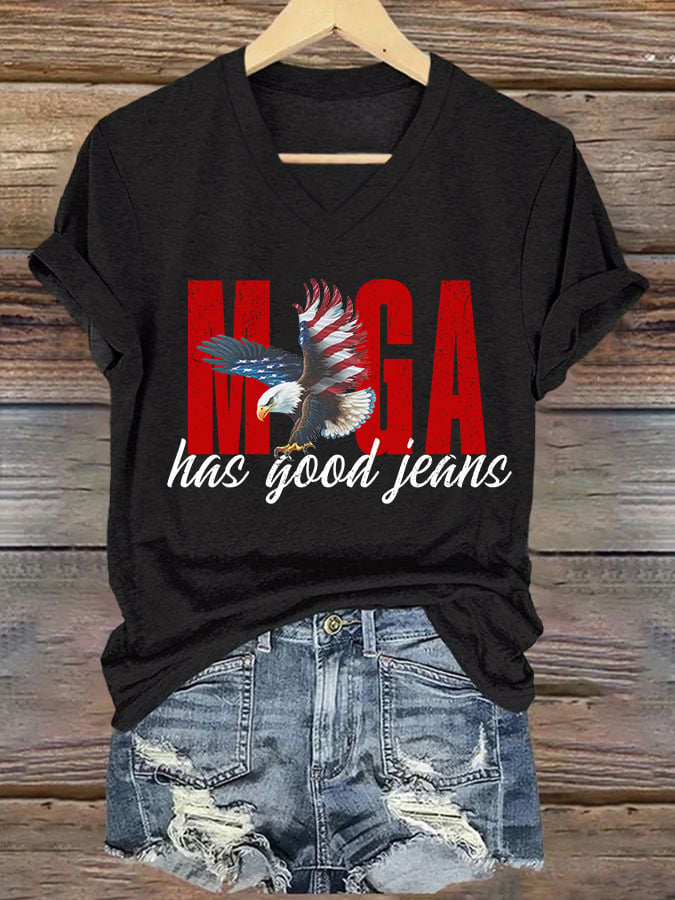 🔥Acquista 3 e ottieni il 15% di sconto🔥T-Shirt con Stampa Jeans Retrò con Scollo a V