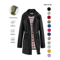 Trench-coat à capuche zippé de couleur unie pour femme, à cordon de serrage, manches longues, imperméable, coupe-vent, doux, confortable, décontracté, adapté au printemps, à l'automne, aux tenues quotidiennes et aux sorties