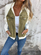 Veste zippée décontractée à col en V