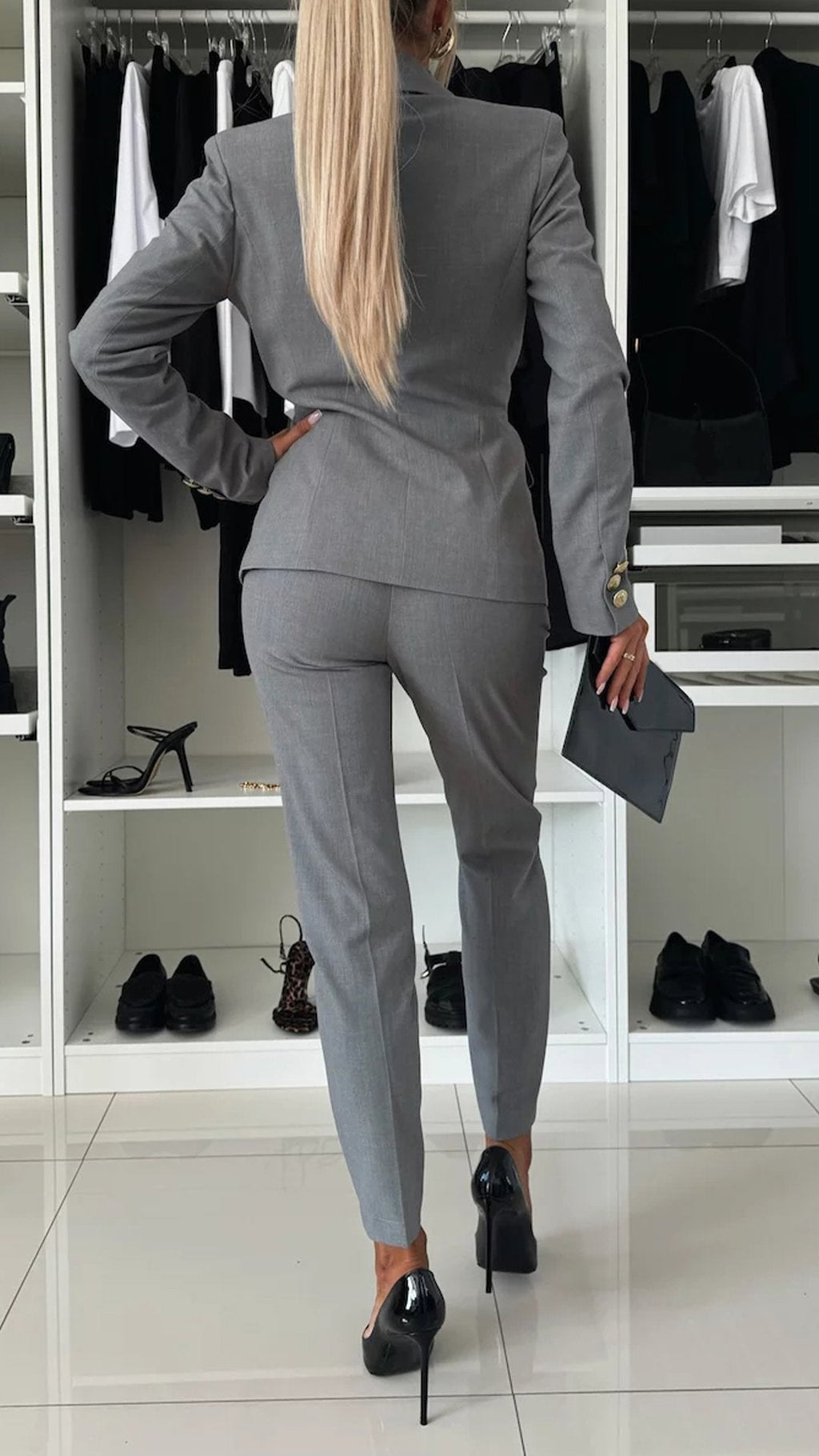 Costume élégant à revers et manches longues pour femmes