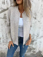 Veste fine zippée à col rond décontractée