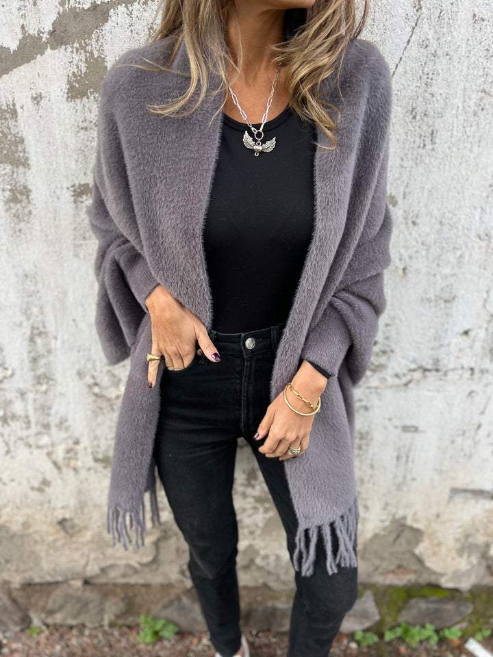 Manteau décontracté à pampilles et manches longues pour femme
