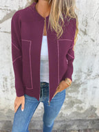 Veste fine zippée à col rond décontractée