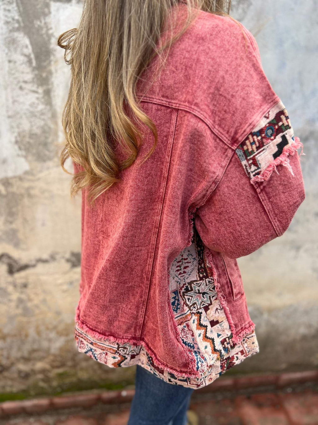 Veste décontractée en jean patchwork pour femme