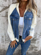 Veste zippée décontractée à col en V