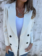 Veste tailleur décontractée à manches longues et col à revers pour femme