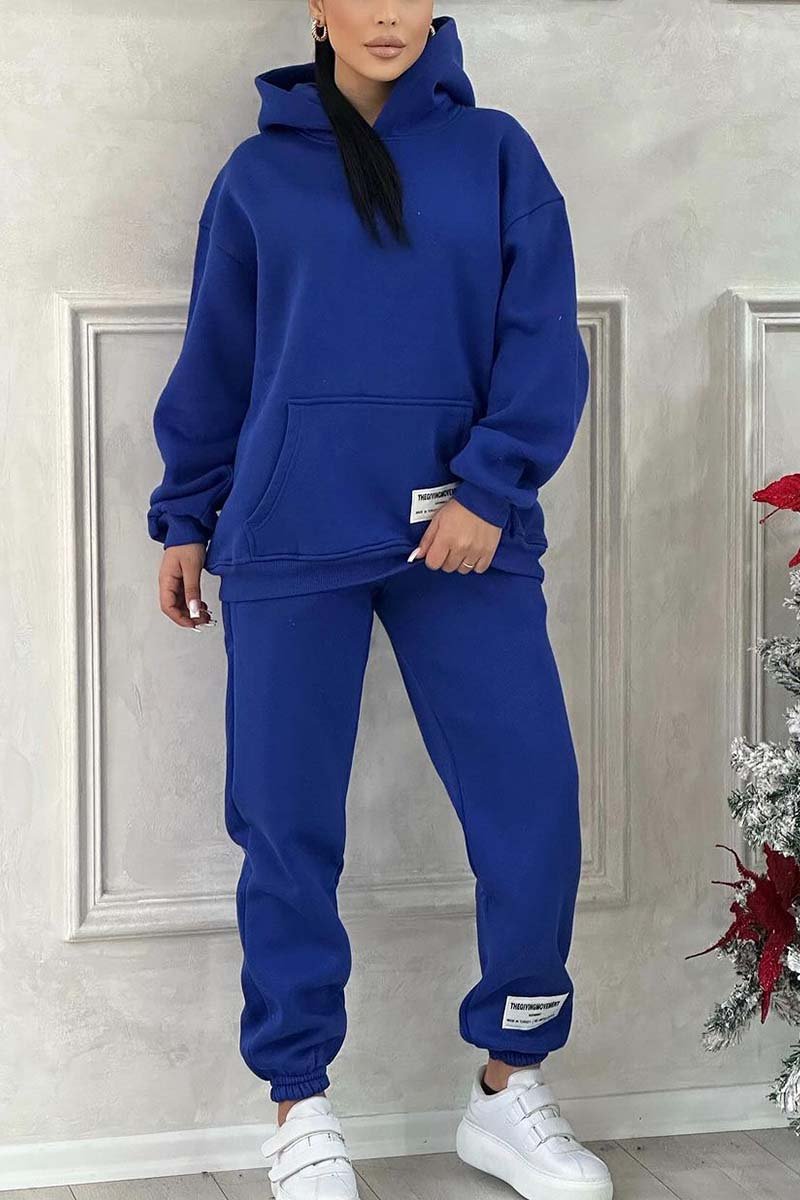 Survêtement à capuche de couleur unie confortable pour femme