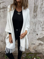 Manteau décontracté à pampilles et manches longues pour femme