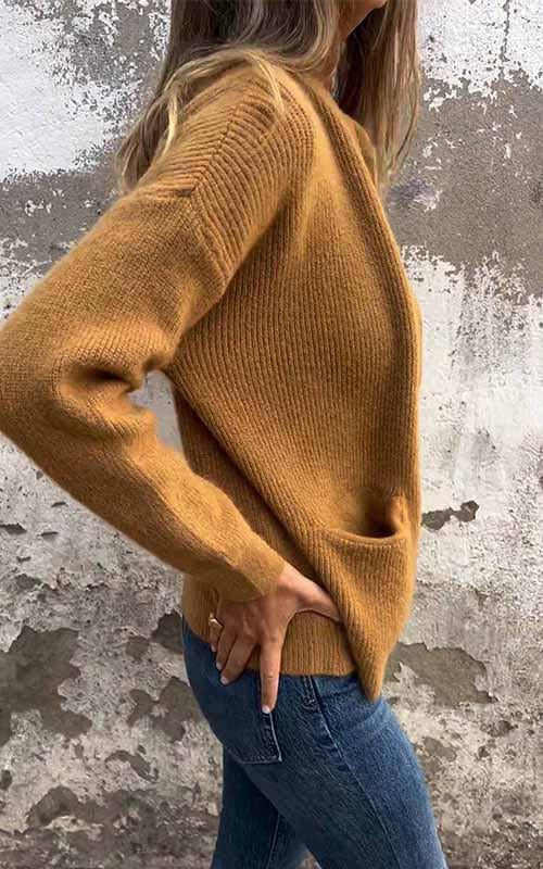 Veste en tricot zippée à col rond pour femme