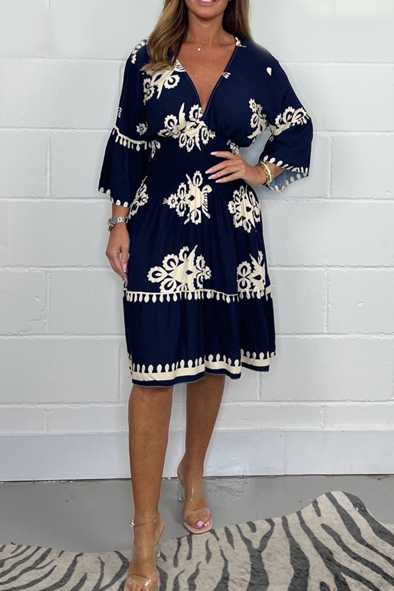 Robe imprimée à col en V