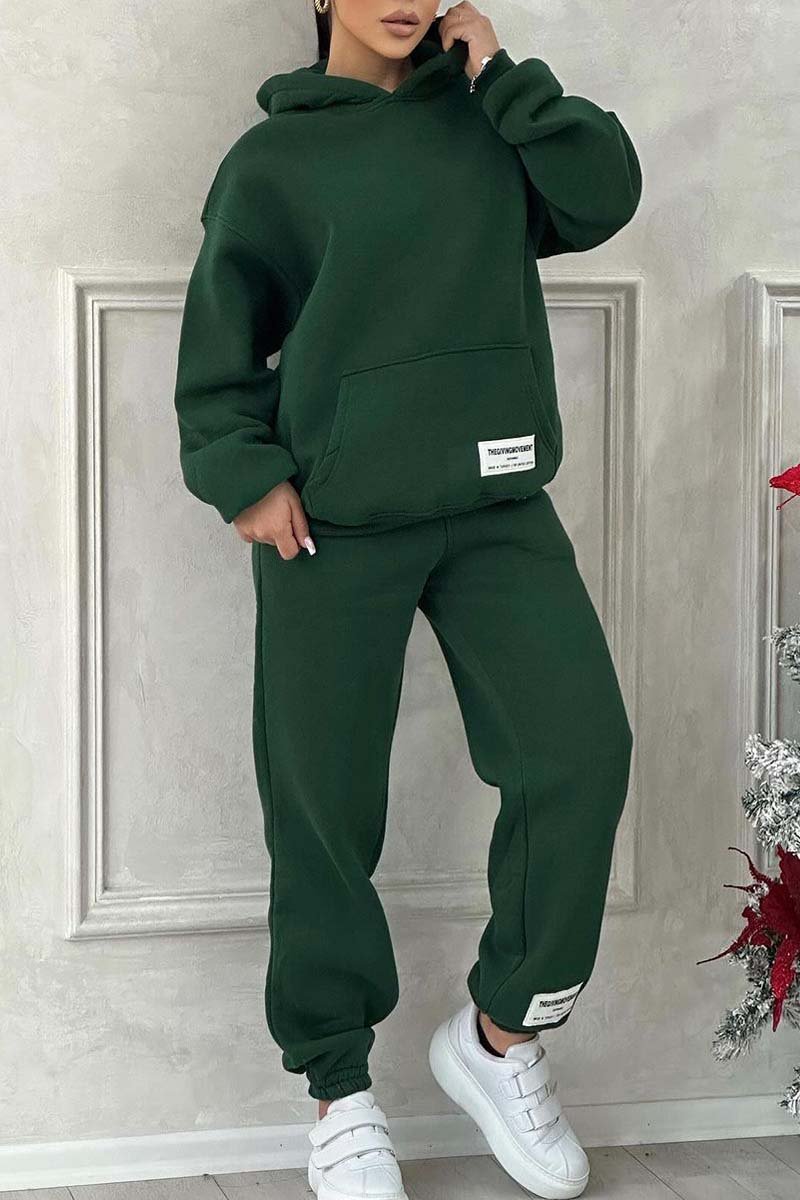 Survêtement à capuche de couleur unie confortable pour femme