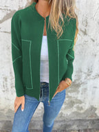 Veste fine zippée à col rond décontractée