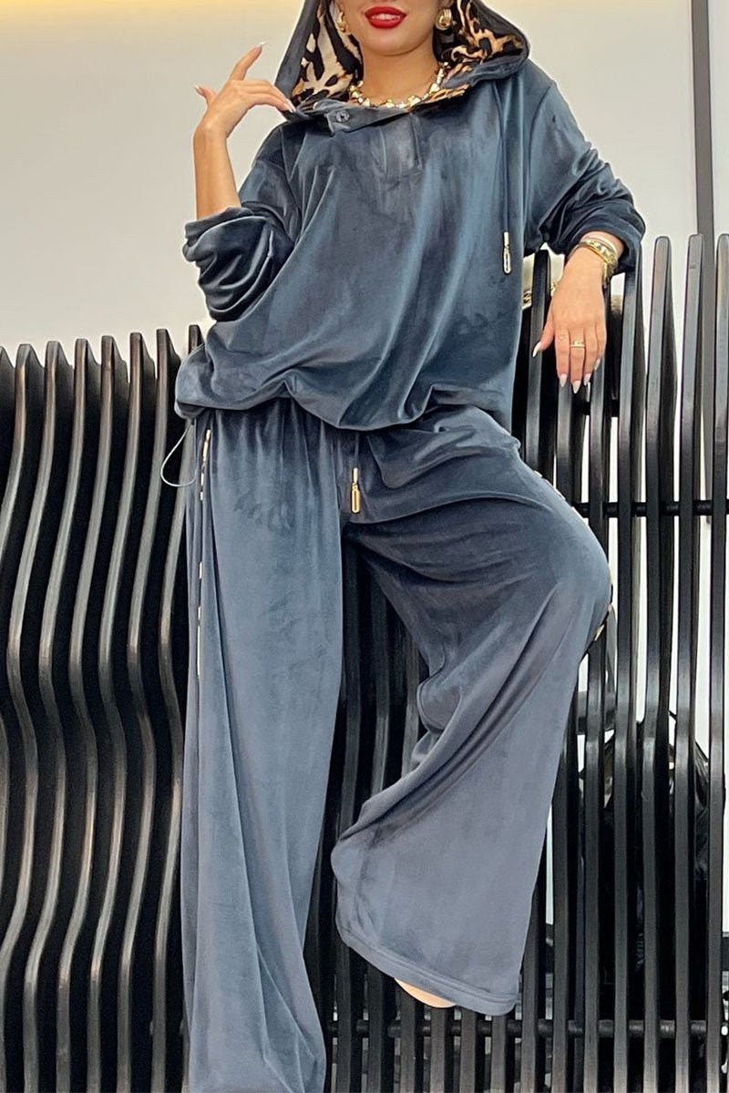 Ensemble sweat à capuche et pantalon léopard pour femme
