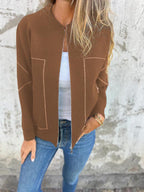Veste fine zippée à col rond décontractée