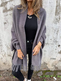 Manteau décontracté à pampilles et manches longues pour femme