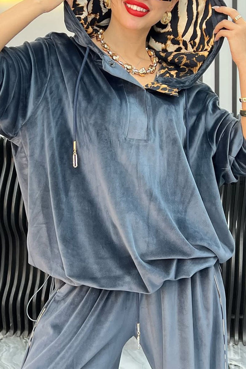 Ensemble sweat à capuche et pantalon léopard pour femme