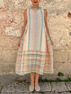 Robe décontractée sans manches imprimée pour femme