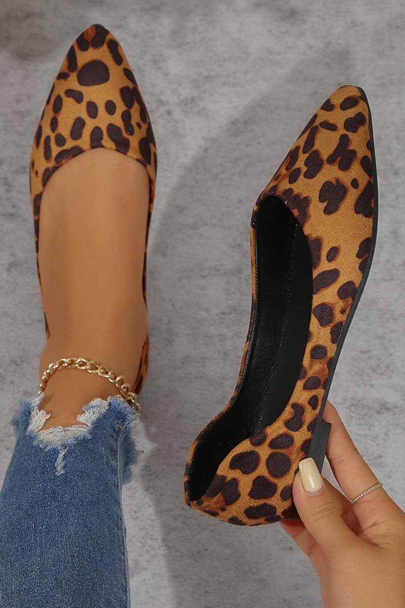 Ballerines léopard à bout pointu pour femme