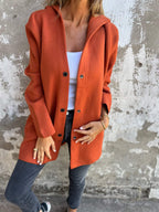 Veste décontractée à capuche et à boutonnage simple