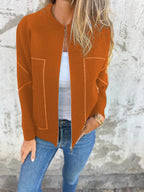 Veste fine zippée à col rond décontractée