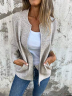 Veste fine zippée à col rond décontractée