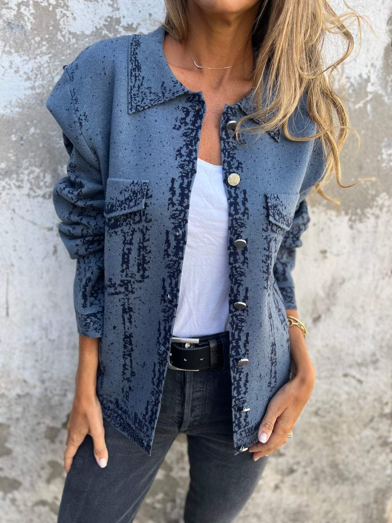 Veste en maille à manches longues avec revers
