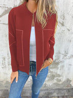 Veste fine zippée à col rond décontractée