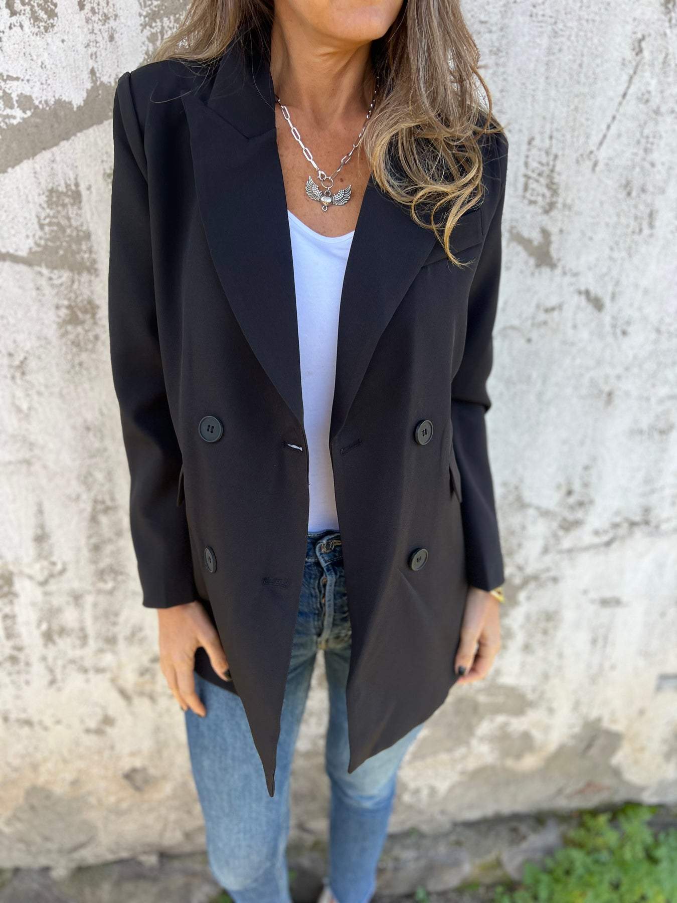Veste tailleur décontractée à manches longues et col à revers pour femme
