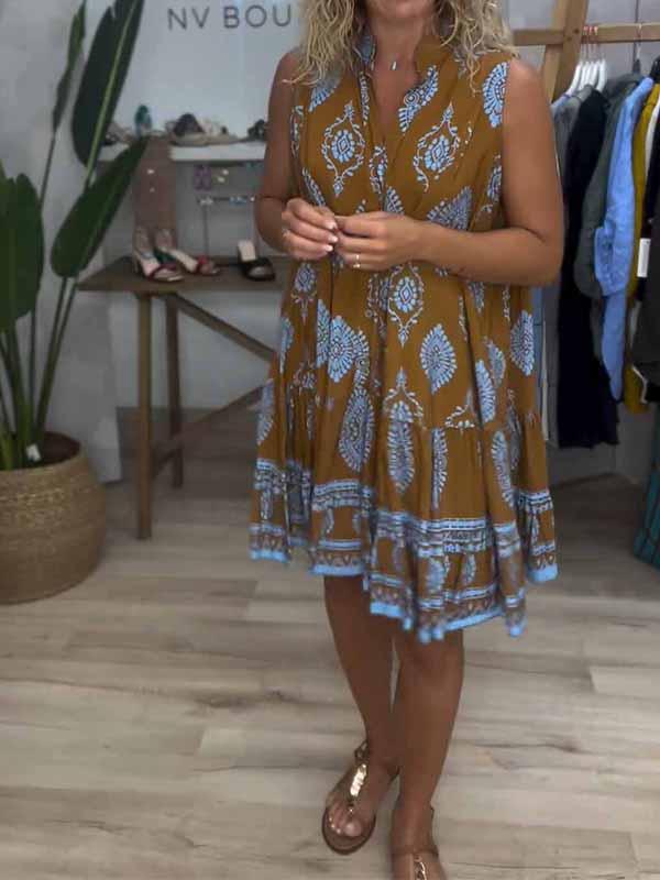 Robe courte imprimée col en V pour femme